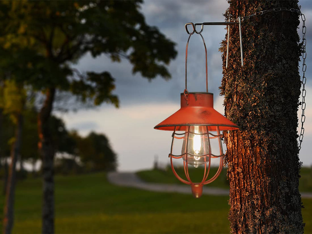 2 Pack Solar Lantern Hanging Waterproof Outdoor Metal Solar Lamp with Warm White Light Decorate for Yard Garden