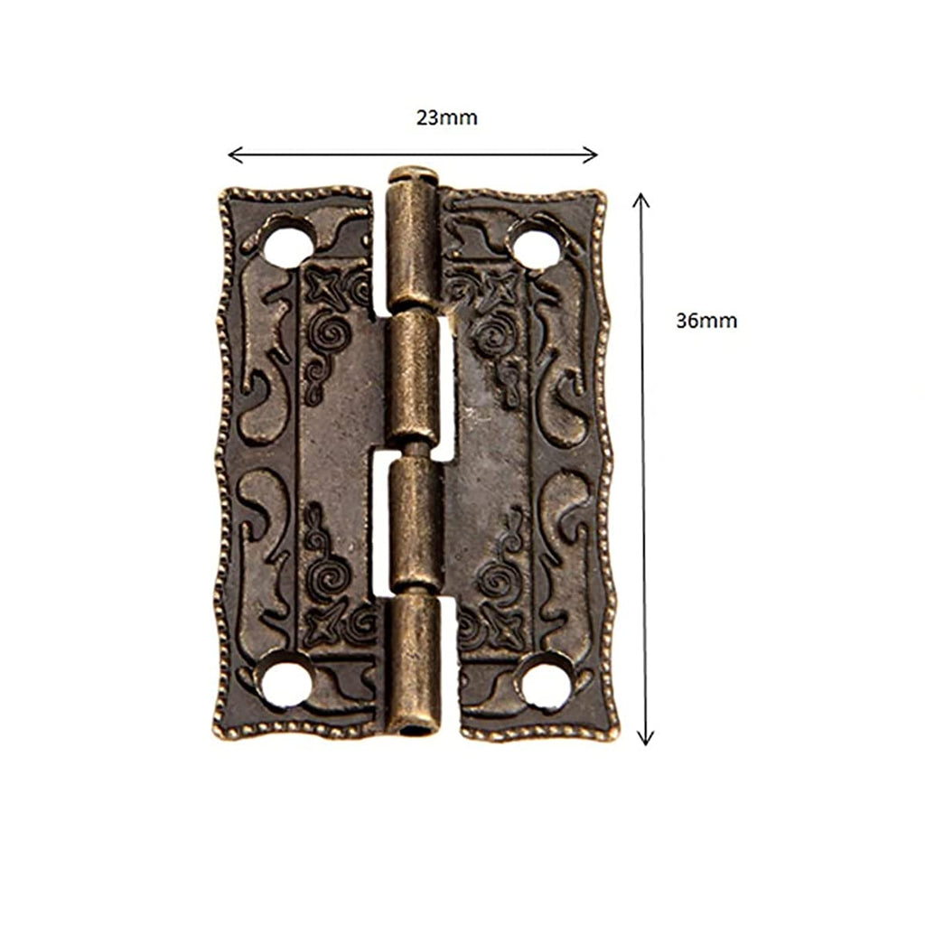 10Pcs Antique Bronze Small Hinges, Engraving Little Decorative Hinge