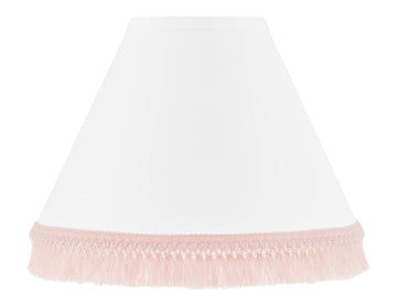 Boho Bohemian Lamp Shade - Blush Pink and White Farmhouse Shabby Chic Designer Modern Minimalist Tassel Fringe