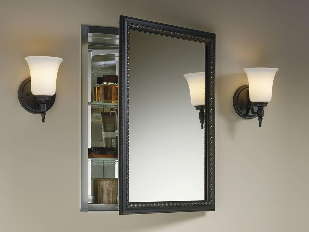 2967-BR1 20" W x 26" H Bathroom Medicine Cabinet with Framed Mirror Door, Recessed or Surface Mount Bathroom Wall