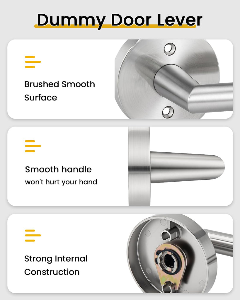 Brushed Nickel Door Handles Dummy Door Levers 4 Pieces