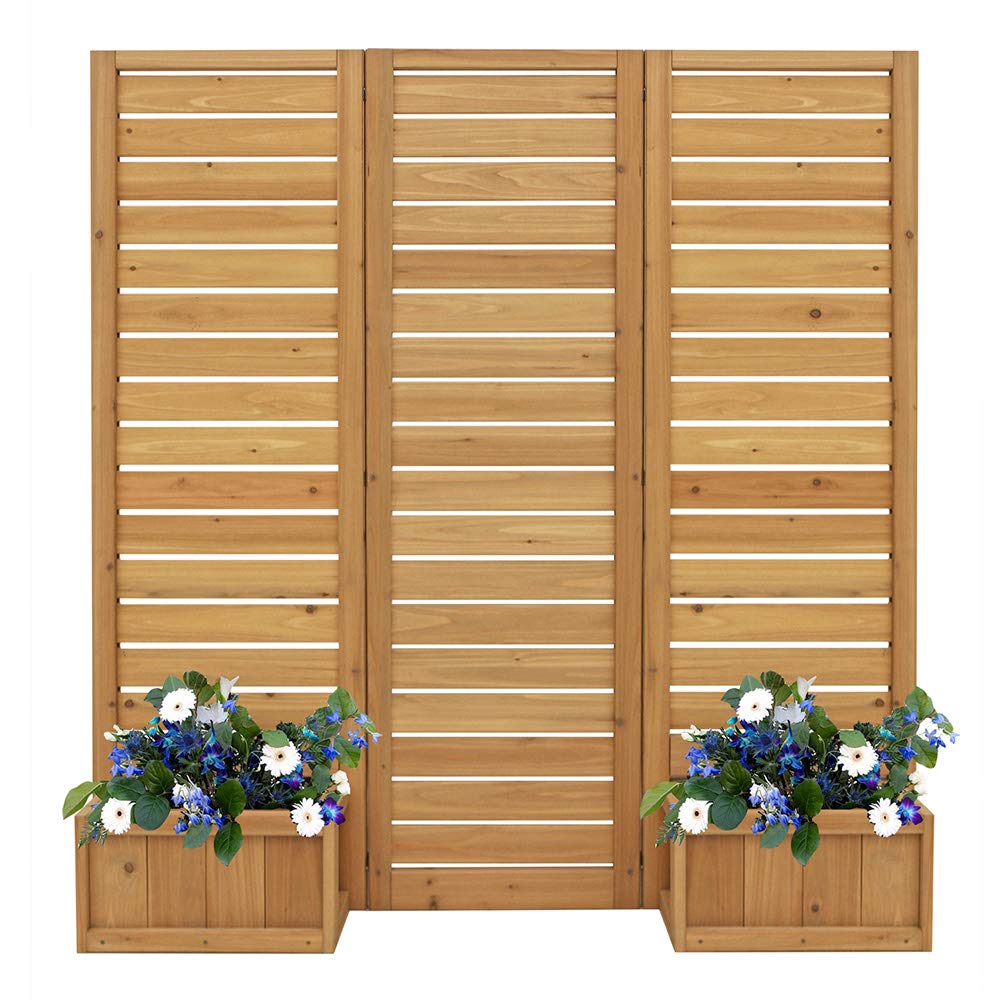 Fusion Privacy Planter Screen with 3 Panels and Planter Boxes, Cedar
