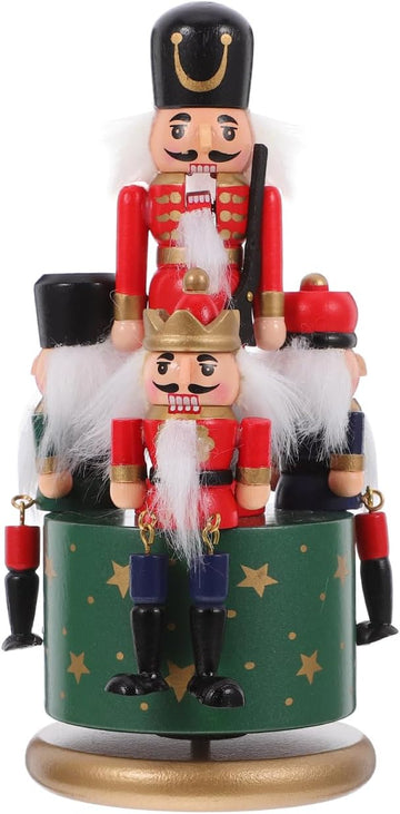 Nutcracker Music Box, Rotating Wind Up Wooden Christmas Decor