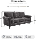 3 Seater Couch, Mid Century Modern Sofa with Rolled Arms and Deep Seats, Fluffy Comfort for Living Room