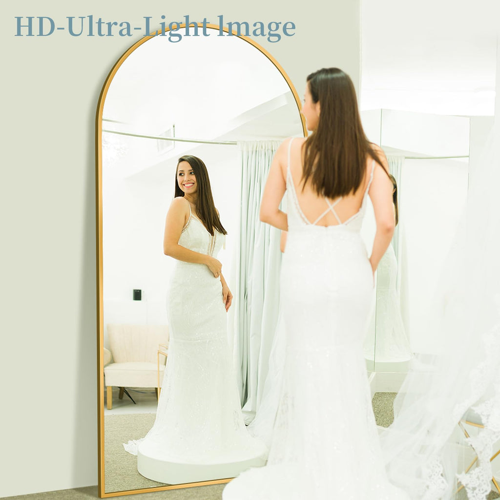 81"x41" Arched Full Length Mirror with Stand,Full Body Floor Mirror