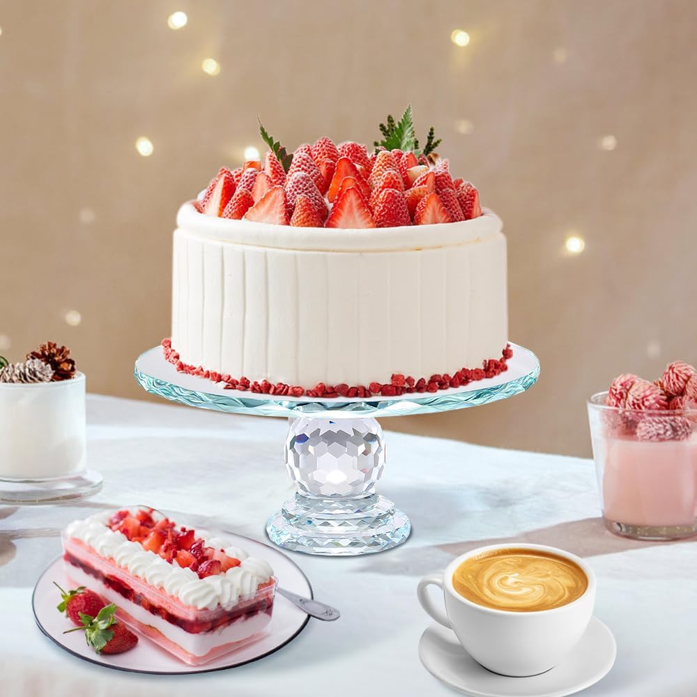 Crystal Glass Cake Stand, 11" Cake Display Stand Decorating Supplies