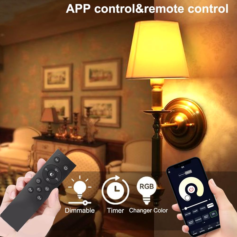 12W A60 Smart LED Light Bulb with a 2.4GHz Remote Control,RGBCW Color Changing,Stepless Dimmable 3000-6500K,100W