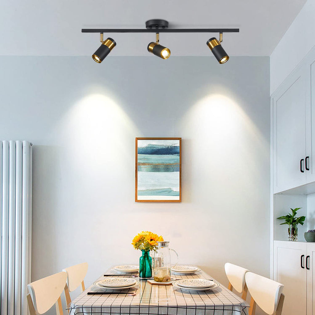 LED Track Lighting, Black and Gold GU10 Ceiling Spotlight
