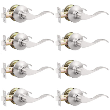 8 Pack Passage Door Levers Brushed Nickel Passage Lever Door Handles Interior Door Handle with Lock Hallway Closet