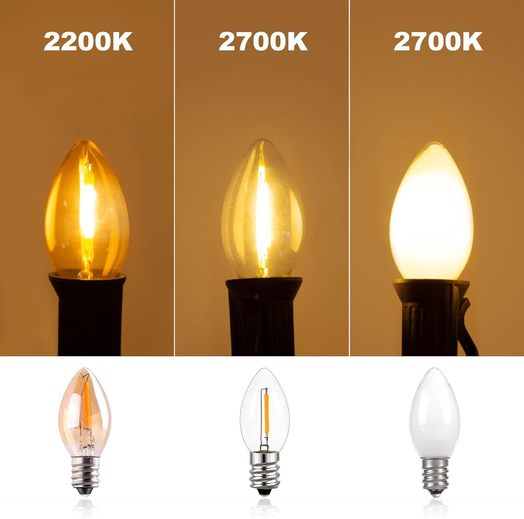 C7 Candelabra Led Night Light Bulbs,0.6 Watt Equivalent 7W E12 Bulb,50lm