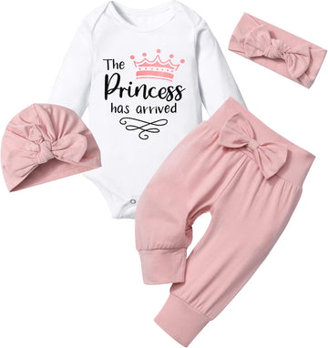 Infant Newborn Baby Girl Clothes Long Sleeve Snap Romper Pant Sets