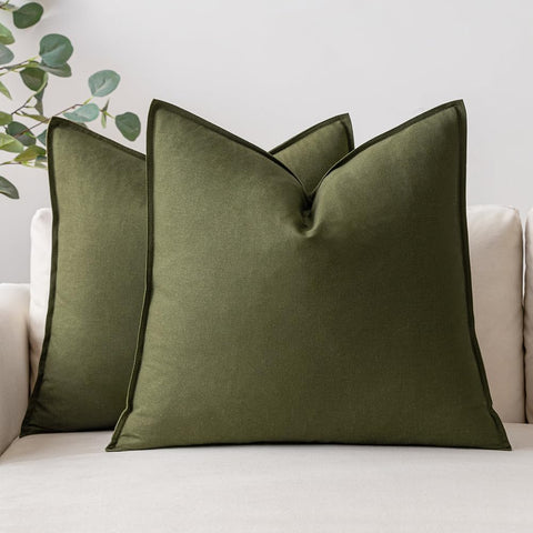 Pack of 2 Decorative Linen Pillow Covers Boho Farmhouse Modern Soft Spring Accent Throw Pillows Neutral Cushion