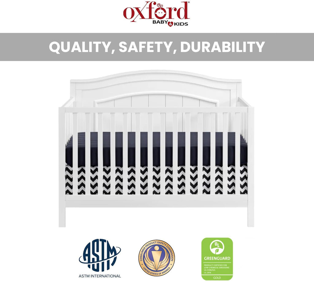 4-in-1 Convertible Baby Crib, Snow White, GreenGuard Gold Certified