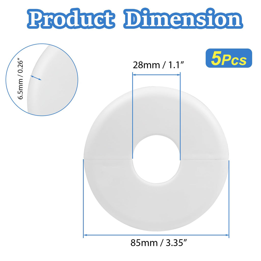 5Pcs Self-Adhesive Split Flange for 1" Pipe, ABS Round Escutcheon Plate
