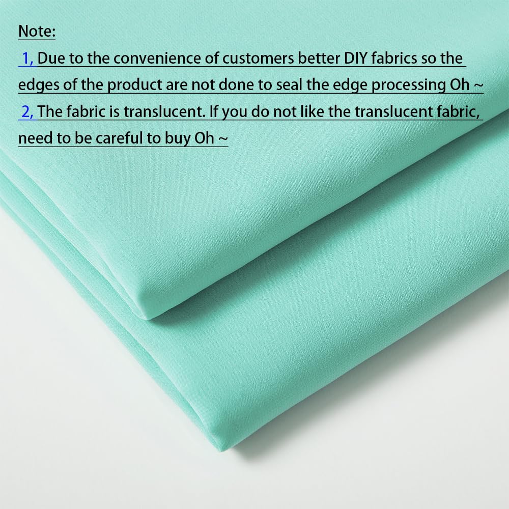 Mint Green Chiffon Fabric by The Yard, 60" Wide, 3 Yards