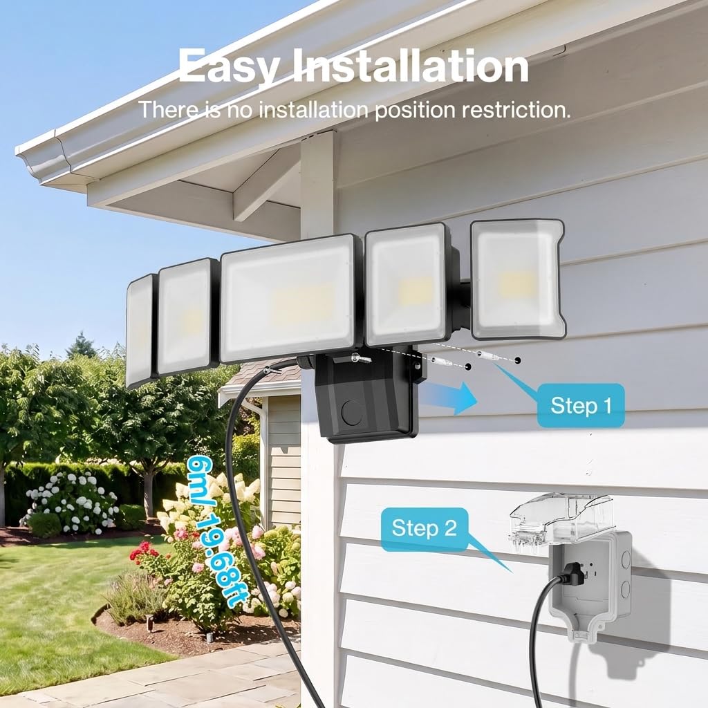 Flood Lights Outdoor Plug in, Switch Controlled for Backyard