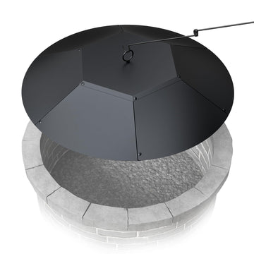 28 inch Metal Round Fire Pit Lid with Handle & Poker