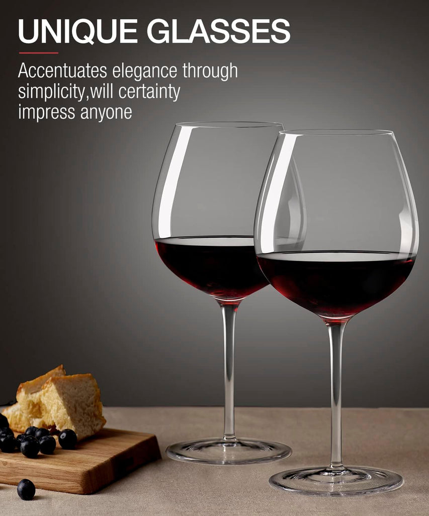 Red Wine Glasses Set of 4, Large Hand Blown Crystal Burgundy Glasses-Ultra-thin, Light for Wine Tasting, 23.5OZ