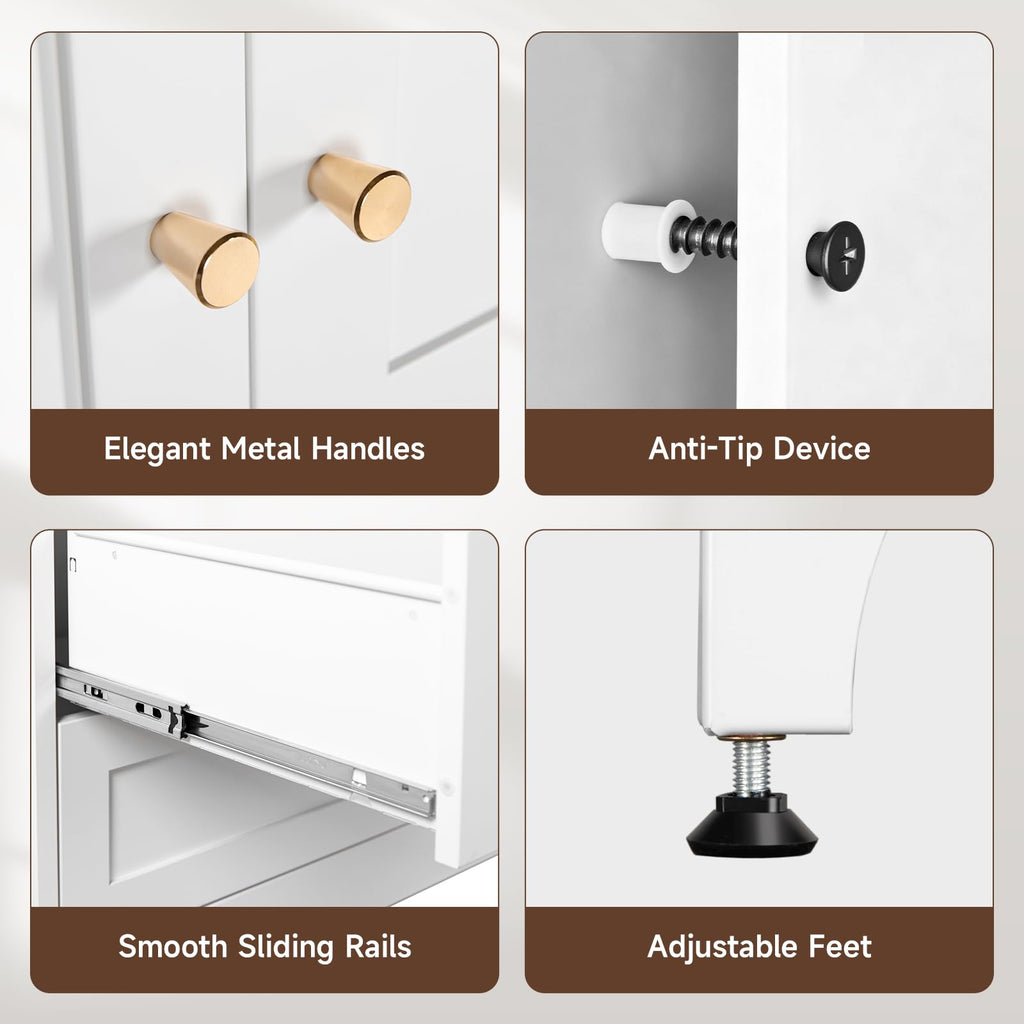 Metal Armoire Wardrobe Closet with Drawers, Clothing Storage Cabinet with Doors and Shelves, Coat Closet with Hanging