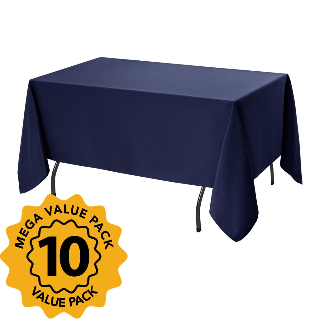 10-Pack Navy Blue Tablecloths for Rectangle Tables, 60 x 120 in