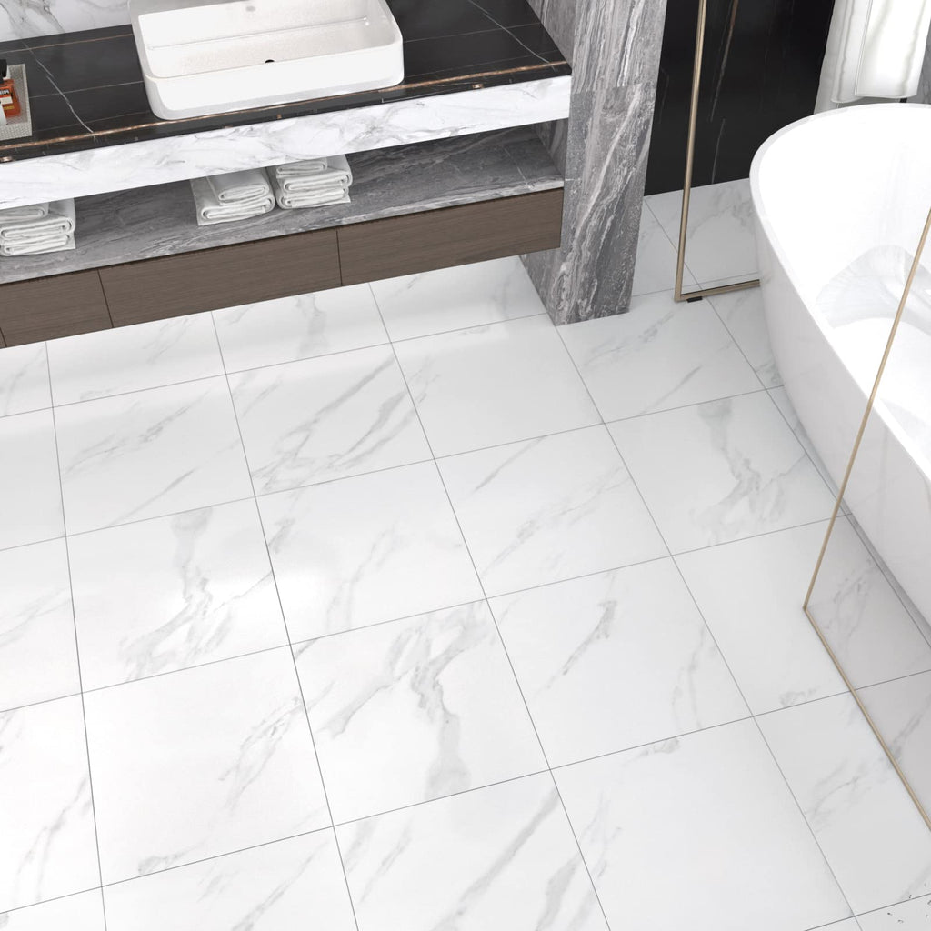 Marble Peel and Stick Floor Tile Bathroom Waterproof Vinyl Tiles