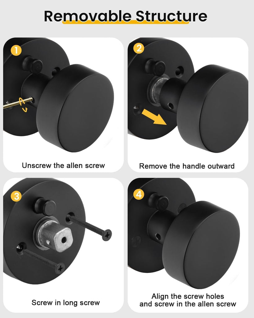 Matte Black Door Knobs with Deadbolt, Zinc-Alloy Matte Black Exterior Door Lock Set