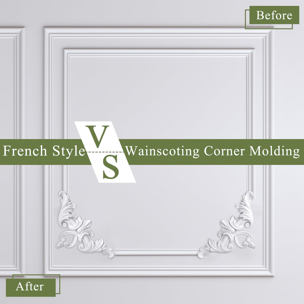 8pcs Corner Wall Molding, Wainscoting Floral Molding,Heart
