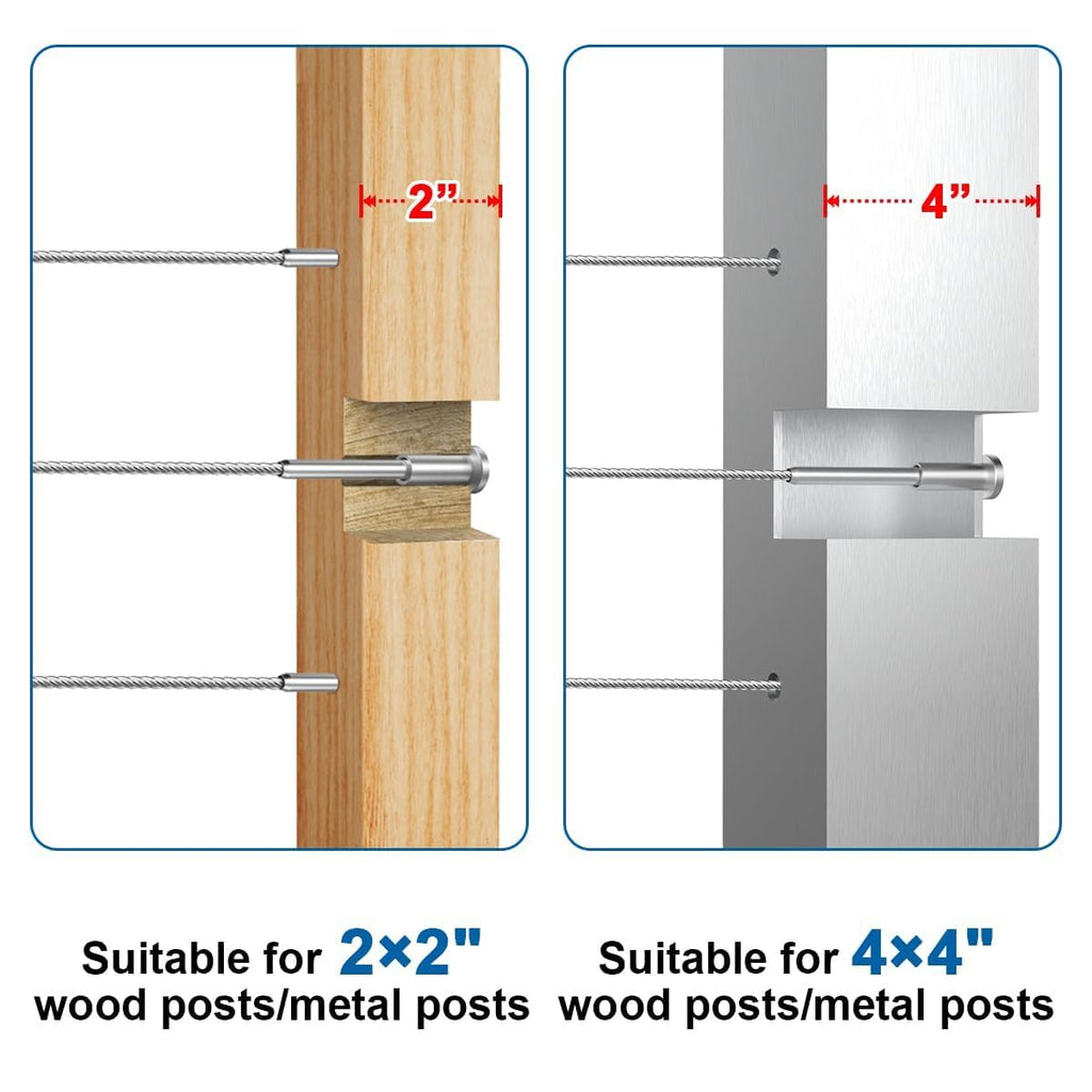 50 Pack Invisible Cable Railing Kit for 2"×2" Wood/Post Post- Marine 316L Stainless Steel Cable Railing Hardware
