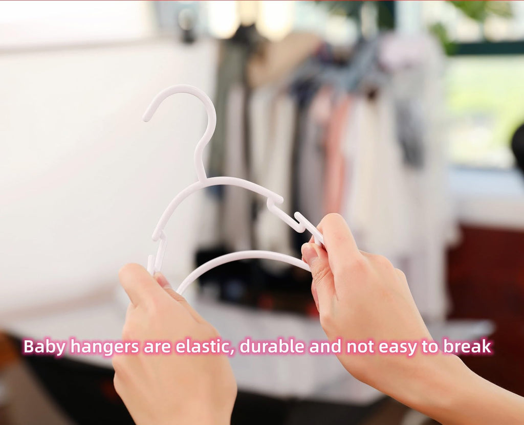 100 Pack White Baby Nursery Closet Hangers, Baby Hangers, Kids Hangers, Non-Slip Laundry Infant Pant & Coat Hangers