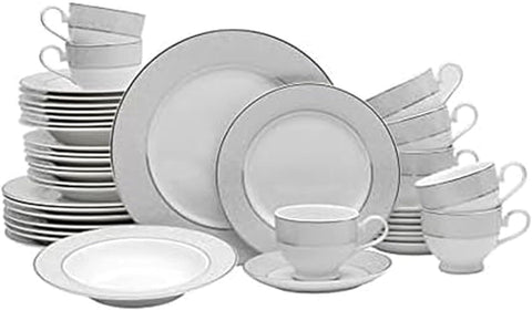 Parchment 40-Piece Dinnerware Set, Service for 8, Durable Porcelain Plates, Bowls, and Mugs with Contemporary Design