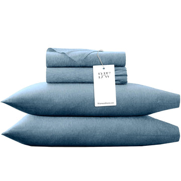 Heather Knit Jersey Sheet Set - 100% Organic Cotton, Deep Pockets, Non-Pilling, Cooling, Breathable, Super Soft &