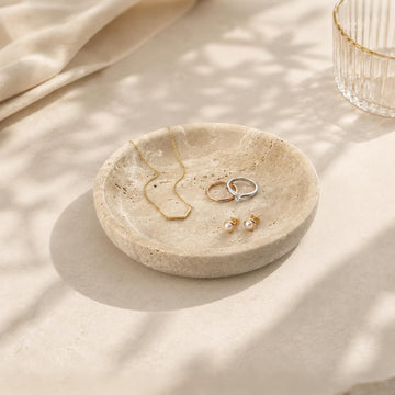 Small Natural Marble Jewelry Tray Key Plate Holder Dish Trinket Decor Catch All Bowl for Ring Earring Stone Gift