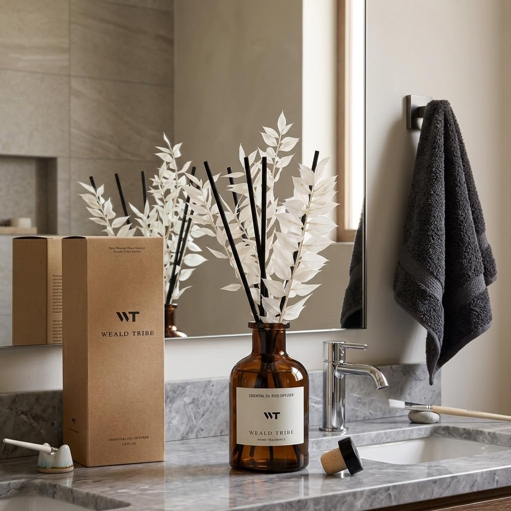 Reed Diffuser Set Air Fresheners, Oil Diffuser Sticks | White Tea Scent 4.0 fl oz Home Fragrance with Sticks Defusers