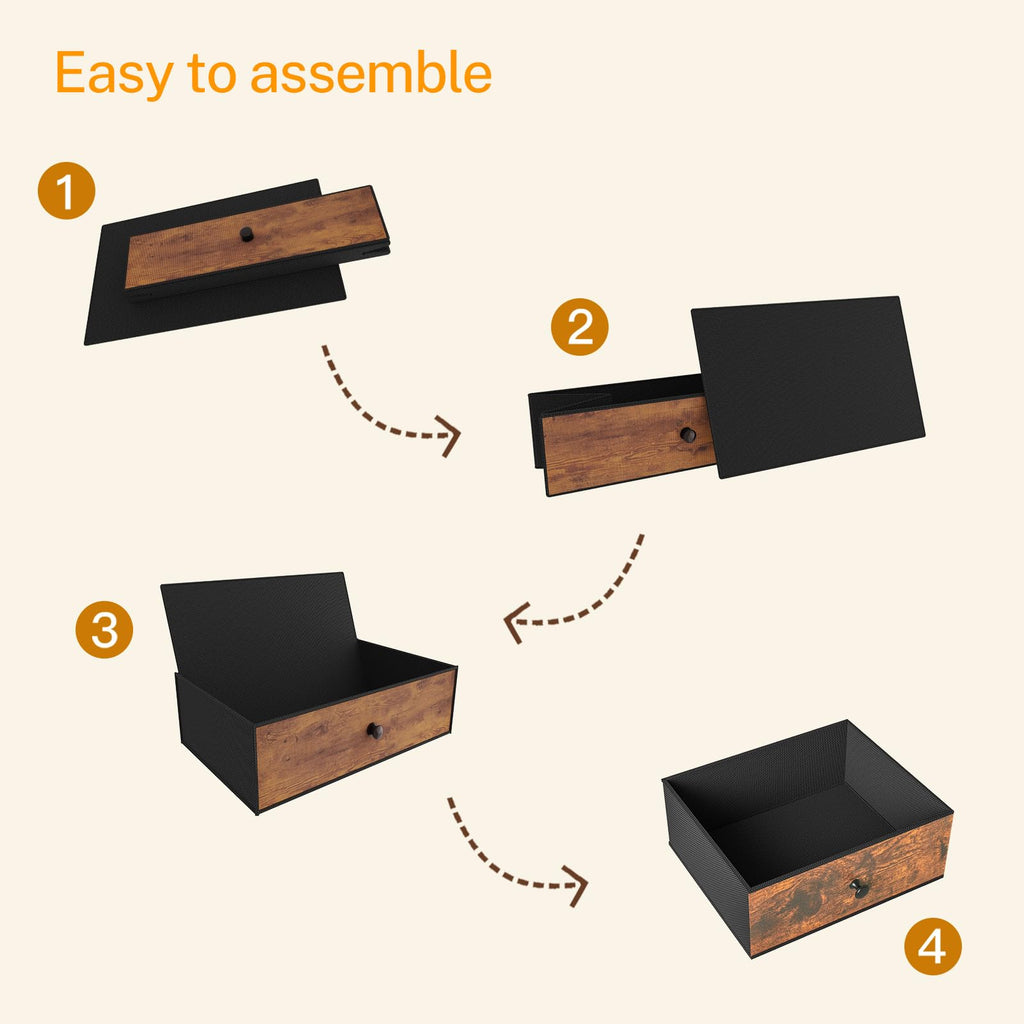 4 Tier Shoe Rack with 3 Drawers & 3 Oxford Fabric Shelves, Holds 15-18 Pairs, Metal Shoe Storage with Wood Top, Shoe