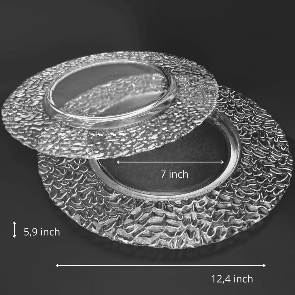 Clear Glass Charger Plates, Set of 4, 12.4" Handmade in Italy
