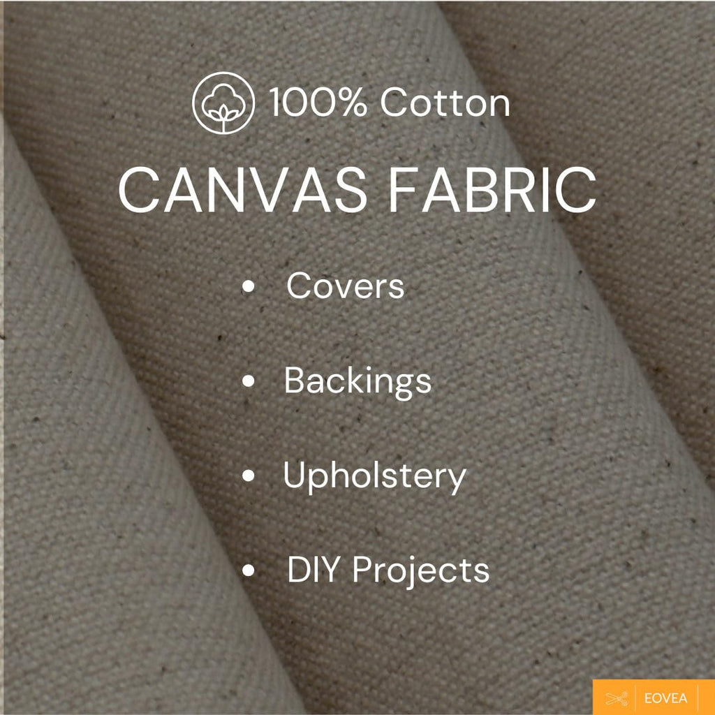 Canvas Fabric by The Yard - Cotton Duck, Lightweight Duty, Natural, 62'' Wide & Breathable Material Bags, Crafts