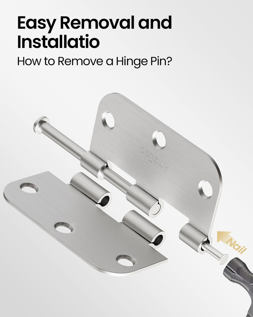 Door Hinges Brushed Nickel 30 Pack 3.5 Inch Rounded 5/8" Radius