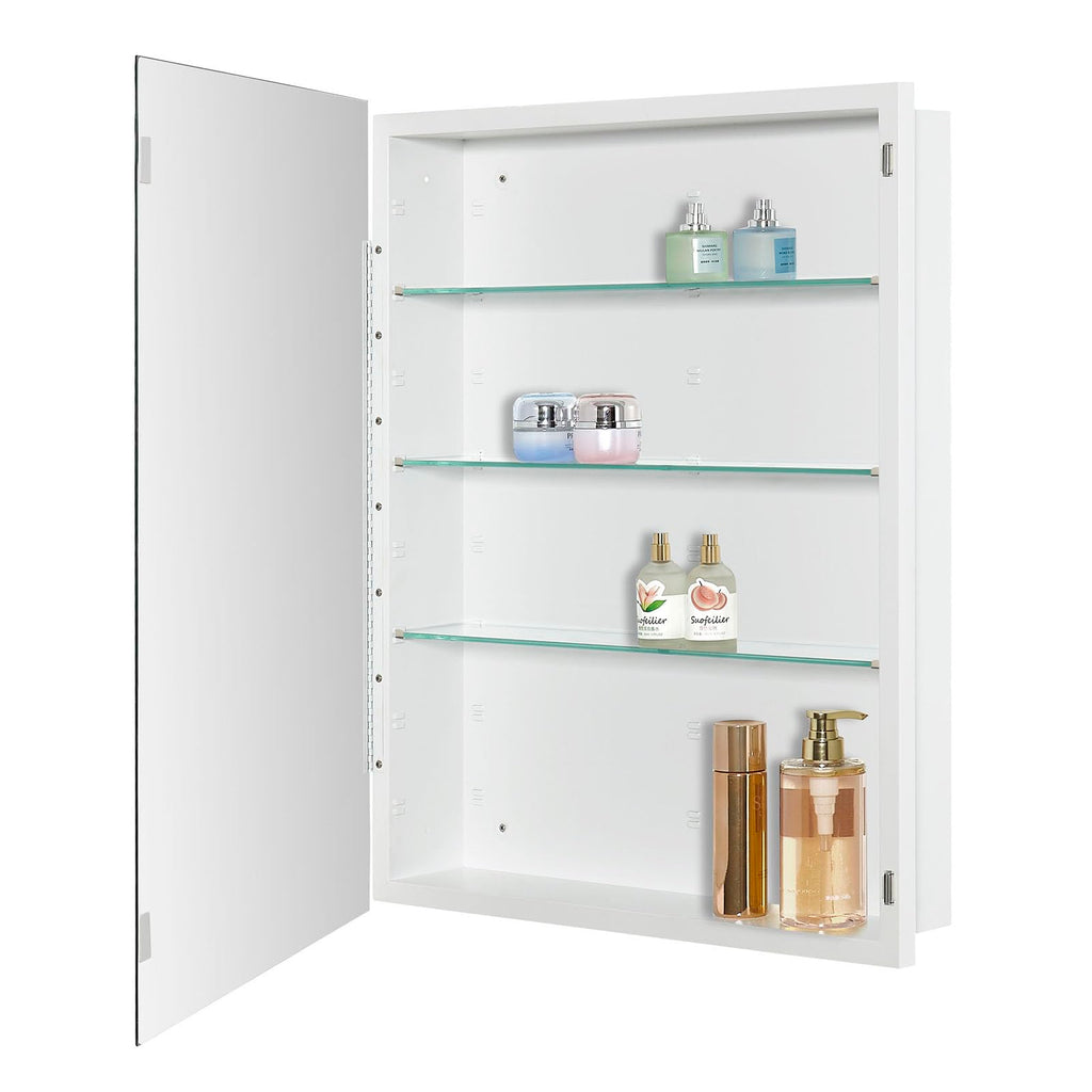 Bathroom Medicine Cabinet with Beveled Edge Mirrored Door 24 x 30 inch, Recessed or Surface Mount, with Adjustable
