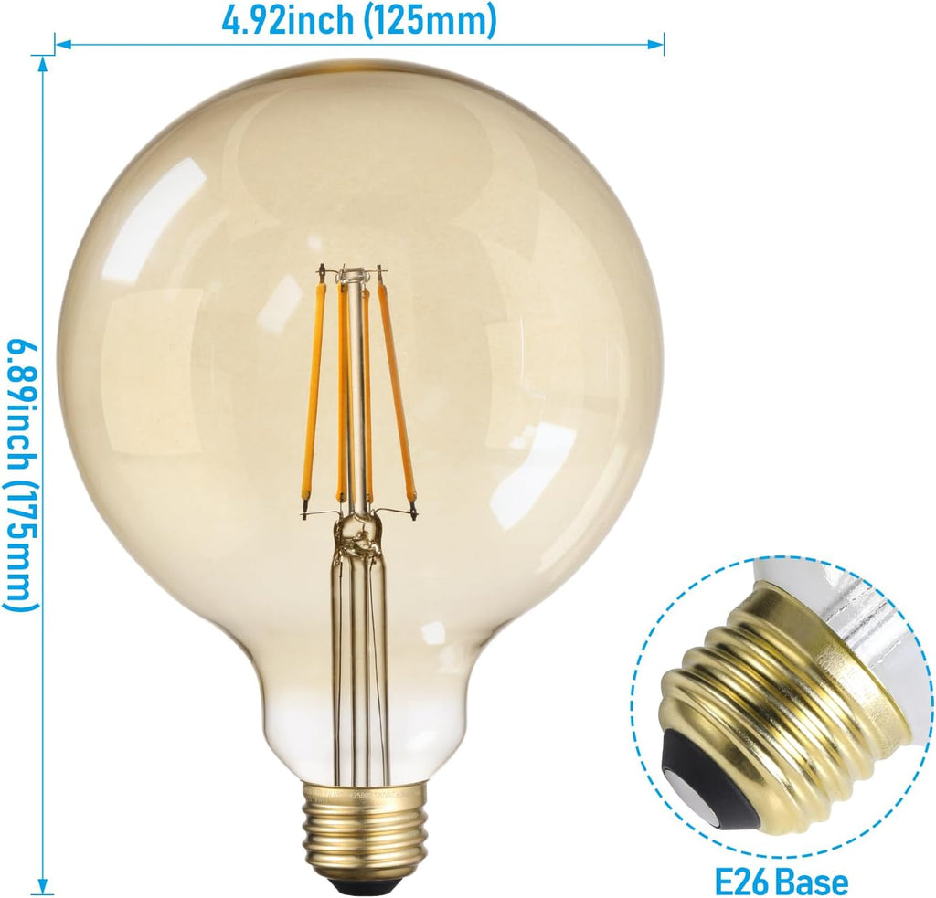 Artist Series G125 LED Globe Decorative Light Bulb, 9W, Amber, 2500K