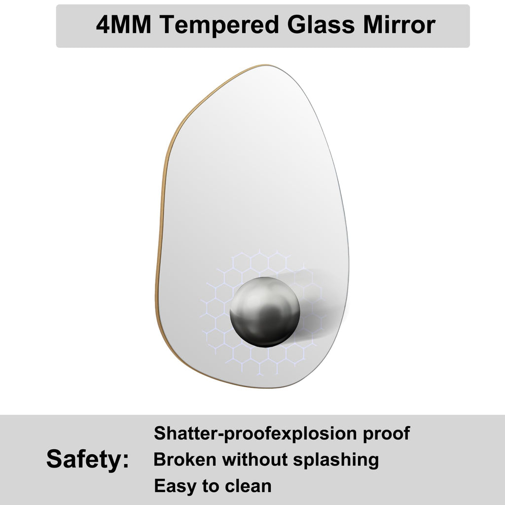 Irregular Asymmetrical Wall Mirror, 32x24 Inch Gold Mirror