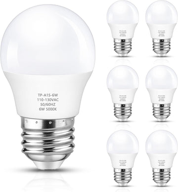 A15 LED Light Bulb, 60 Watt Equivalent LED Bulbs, Daylight White 5000K, 600LM, E26 Base, Non-Dimmable, 6W Bright