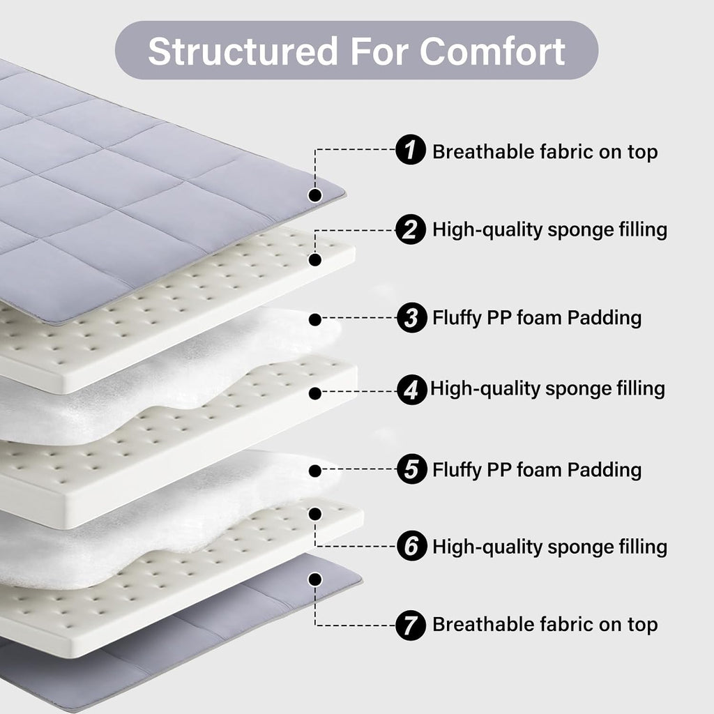 Japanese Floor Mattress, Roll-Up Futon with Storage Bag