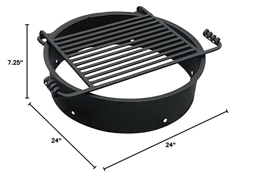 Fire Pit Rings - with Cooking Grates - 24 in, 3 Pack - Steel