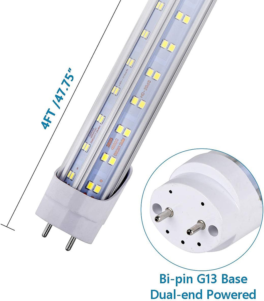 25 PCS-LED Light Tubes 4FT 60W LED Bulbs Light, 384pcs LED Chips, Dual-End Powered, No T8 Ballast, Double Sided Four