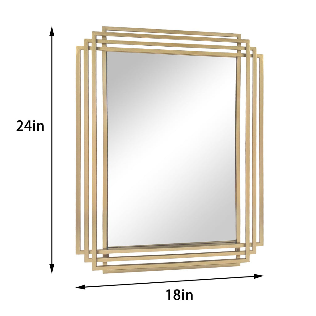 24"x18" Rectangle Decorative Mirror with Gold Geometric Frame