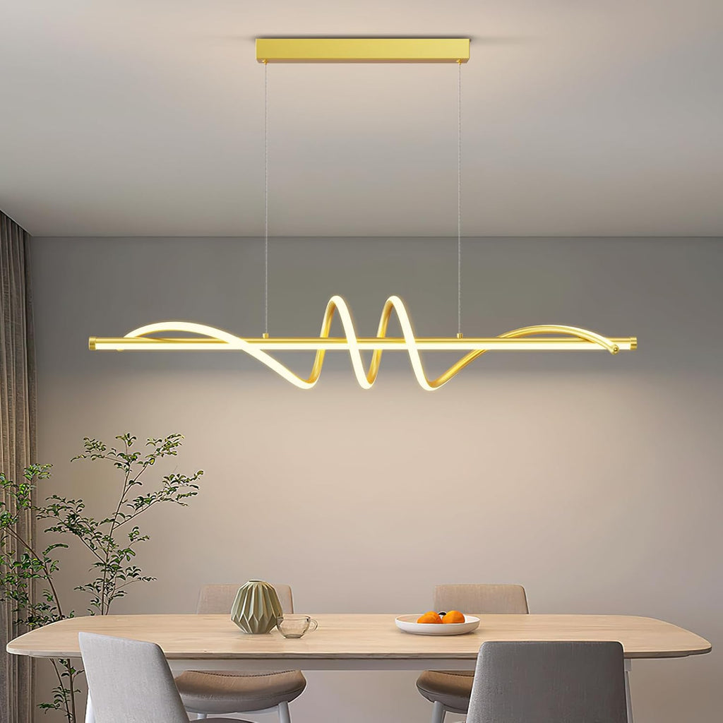 Modern LED Pendant Lights, 39in Gold Chandelier Dimmable with Remote Control 3000k-6000K Adjustable Color