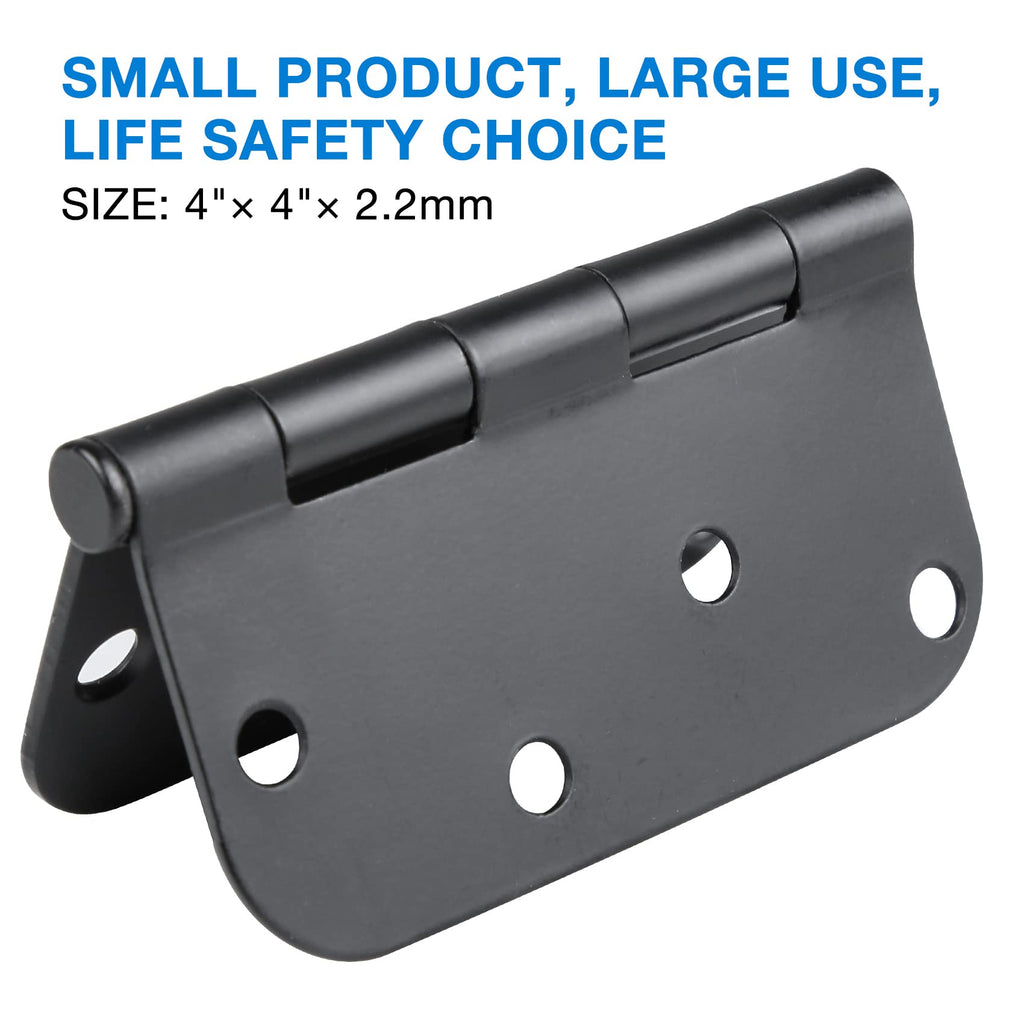 18 Pack Matte Black Door Hinges 4 Inch 5/8" Radius Interior Room
