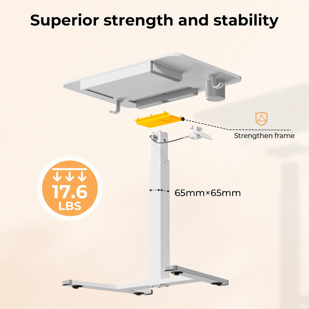 28" Mobile Standing Desk with Drawer, Portable Laptop Desk