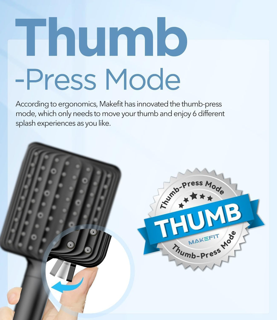 Filtered Shower Head with Handheld, High Pressure, 6 Modes, Black
