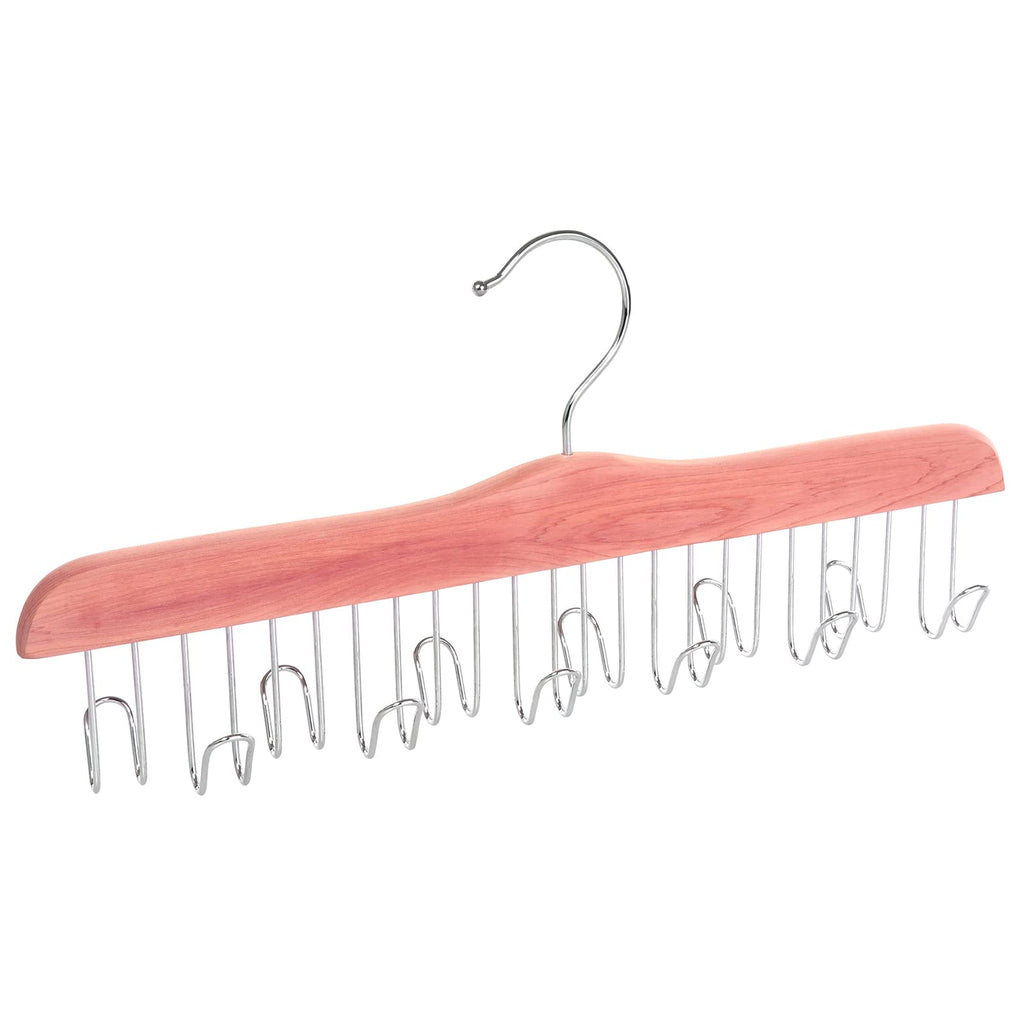 American Red Cedar Wood Belt Hanger, Belt Organizer Rack with 12 Metal Hooks, Closet Organizer for Tank Tops, Ties